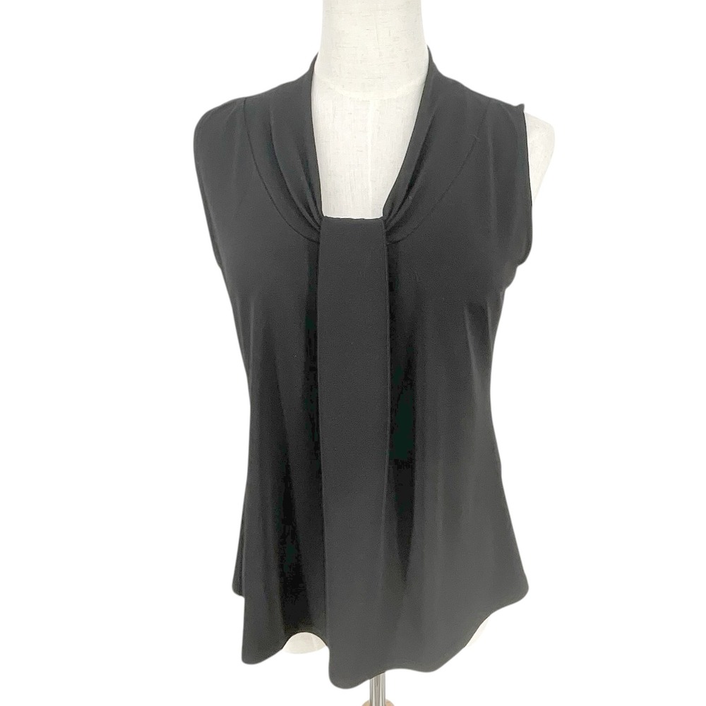 Chicos Black Sleeveless Drape Neck Tie Front Shirt Top Womens Size 0